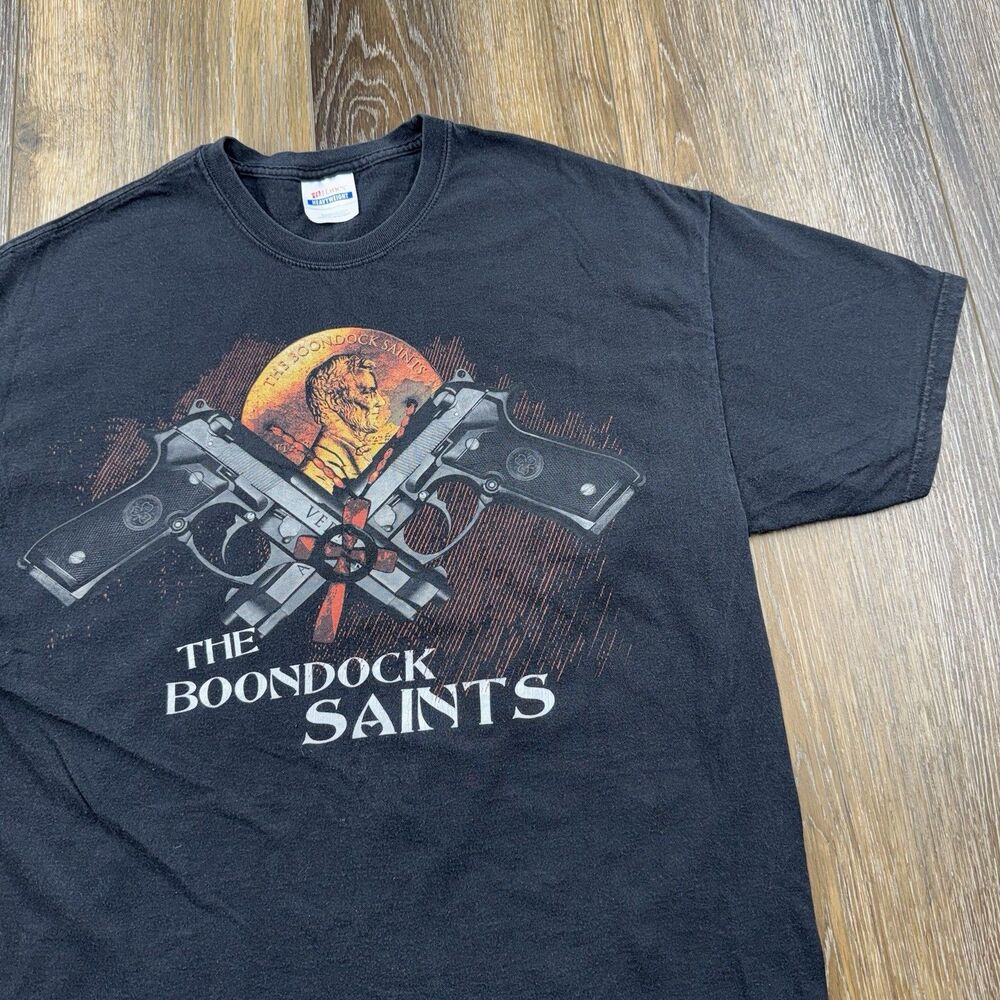 Vintage The Boondock Saints Shirt Mens XL Black Movie Promo 1999 Gun Pistol Tee